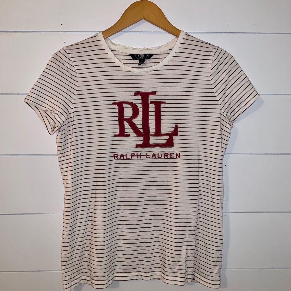 Vintage white and red striped Ralph Lauren shirt